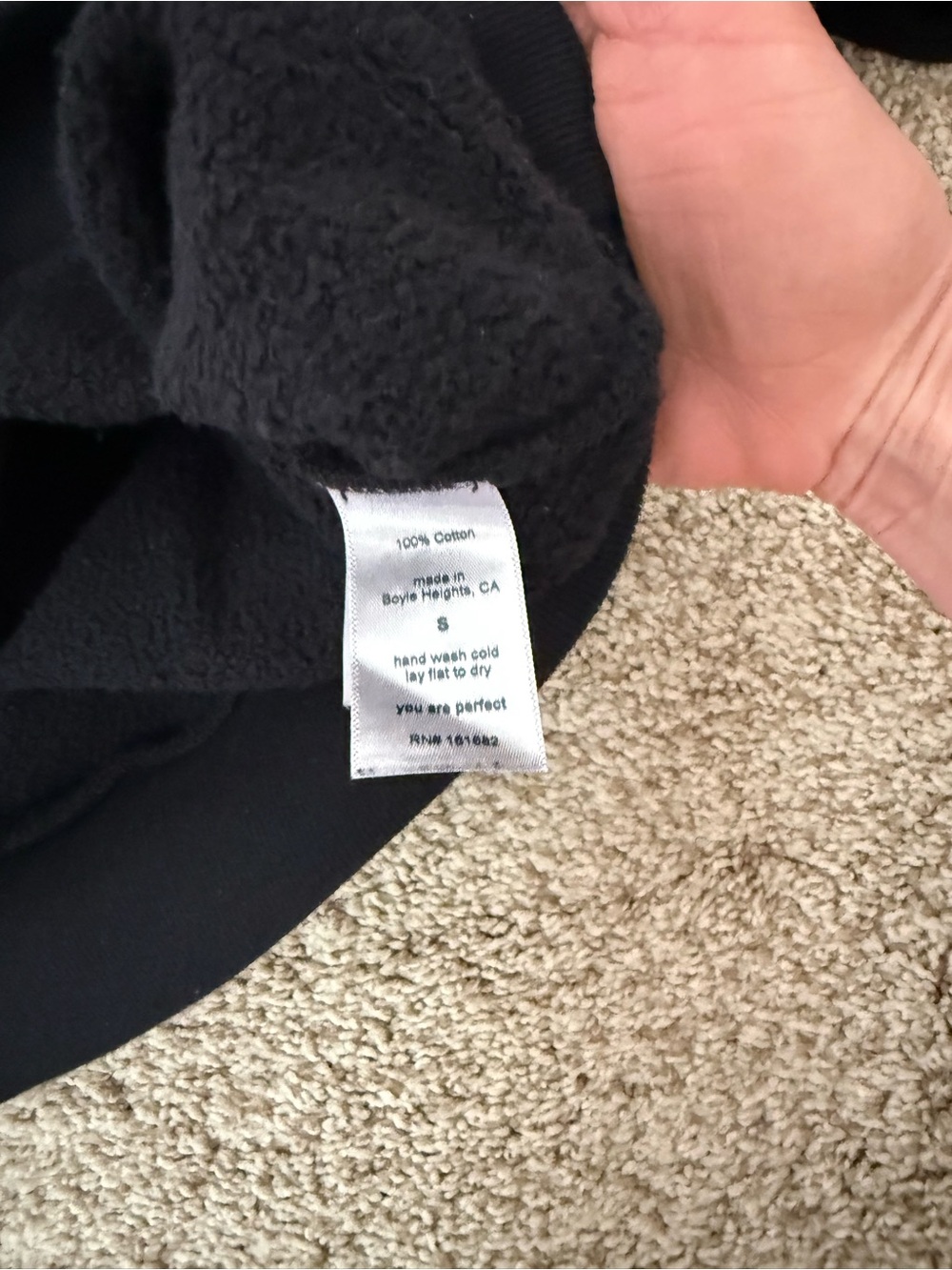 NWT PerfectWhiteTee Heart Fleece Pullover Hoodie True Black Size S - Picture 3 of 3